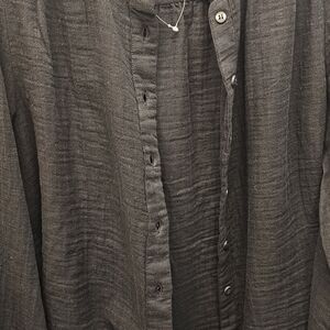 GAP Black Crinkle Gauze Shirt With Mandarin Collar Size S New